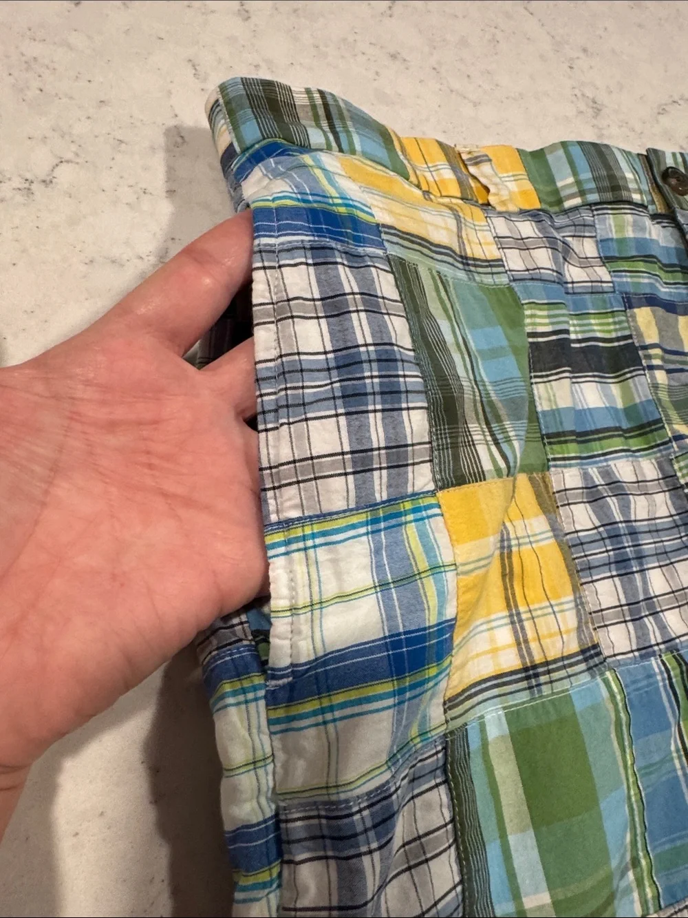 Brooks Brothers Country Club Men's Patchwork Plaid Cotton Shorts Navy Blue Green